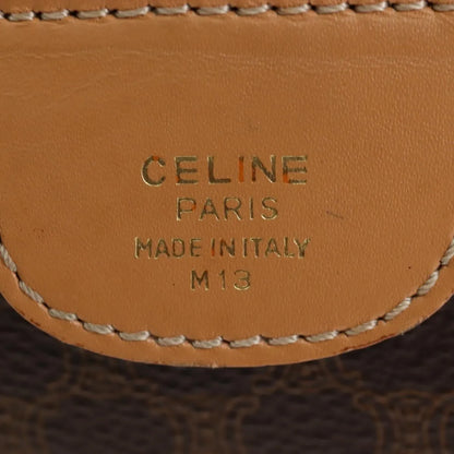 Celine Vintage Macadam Boston Canvas and Leather, Brown, PVC, Handbag