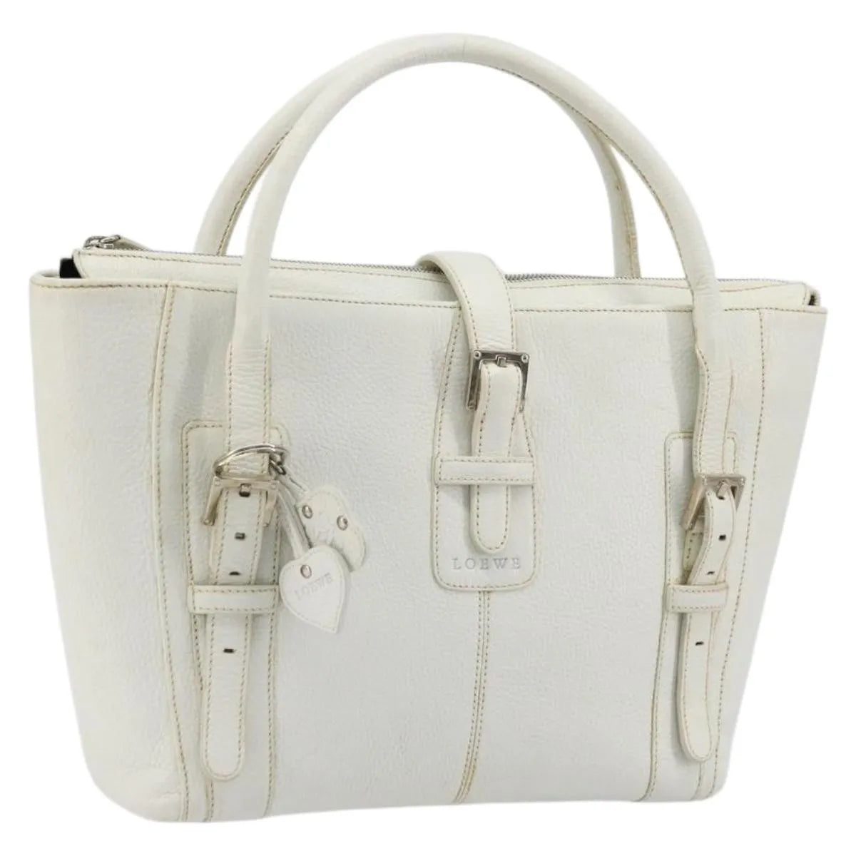 Loewe Senda Leather, White, Leather, Handbag