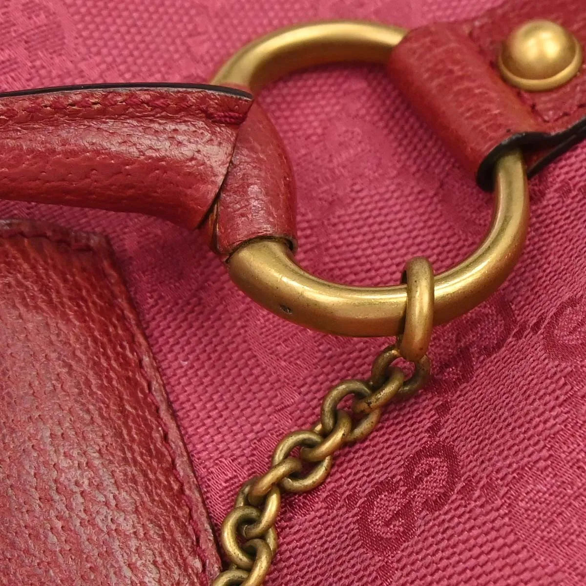 Gucci Horsebit Web Flap GG Canvas and white leather, Pink, Canvas, Shoulder Bag