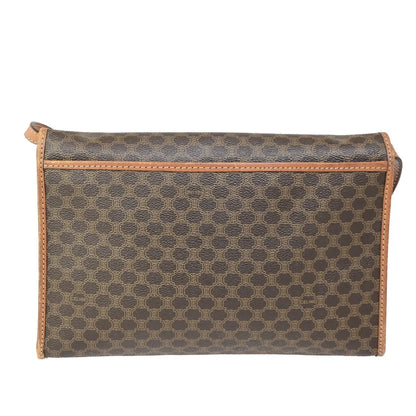 Celine Vintage Macadam Canvas and Leather, Brown, Canvas, Shoulder Bag
