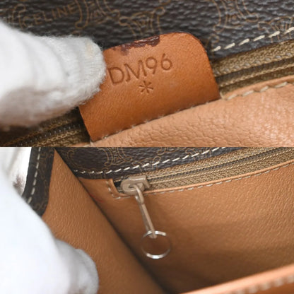 Celine Vintage Macadam Canvas and Leather, Brown, Canvas, Shoulder Bag