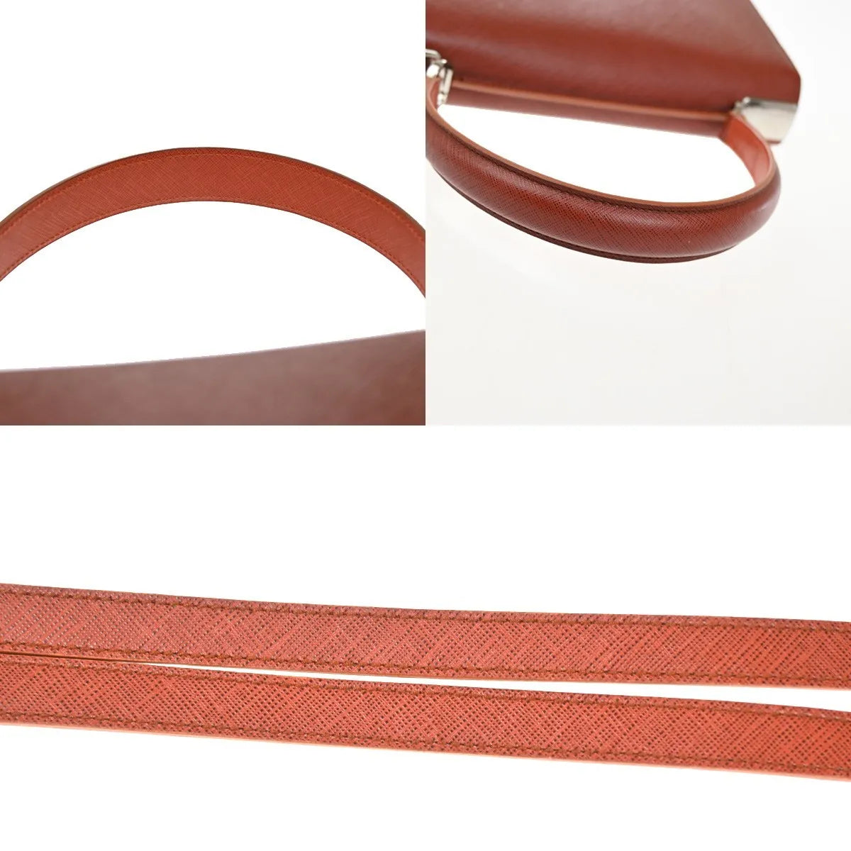 Salvatore Ferragamo Double Gancini Top Handle Saffiano Leather, Brown, Leather, Handbag