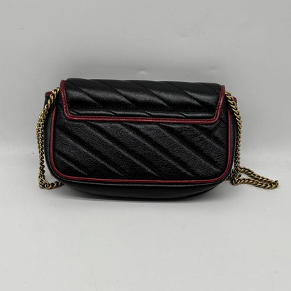Gucci GG Marmont Chain Flap Matelasse Leather, Black, Leather, Crossbody Bag