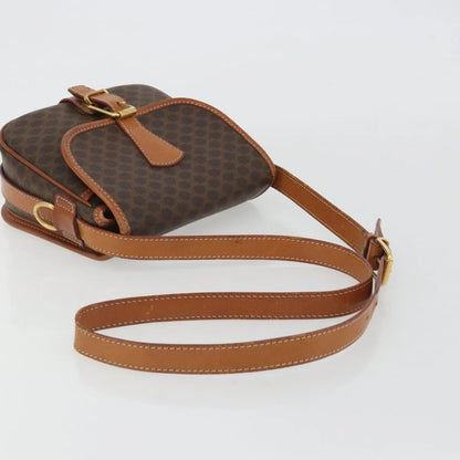 Celine Vintage Macadam Canvas and Leather, Brown, Canvas, Shoulder Bag