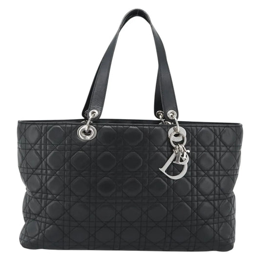 Christian Dior Vintage Lady Dior Tote Cannage Quilt Lambskin, Black, Leather, Tote Bag