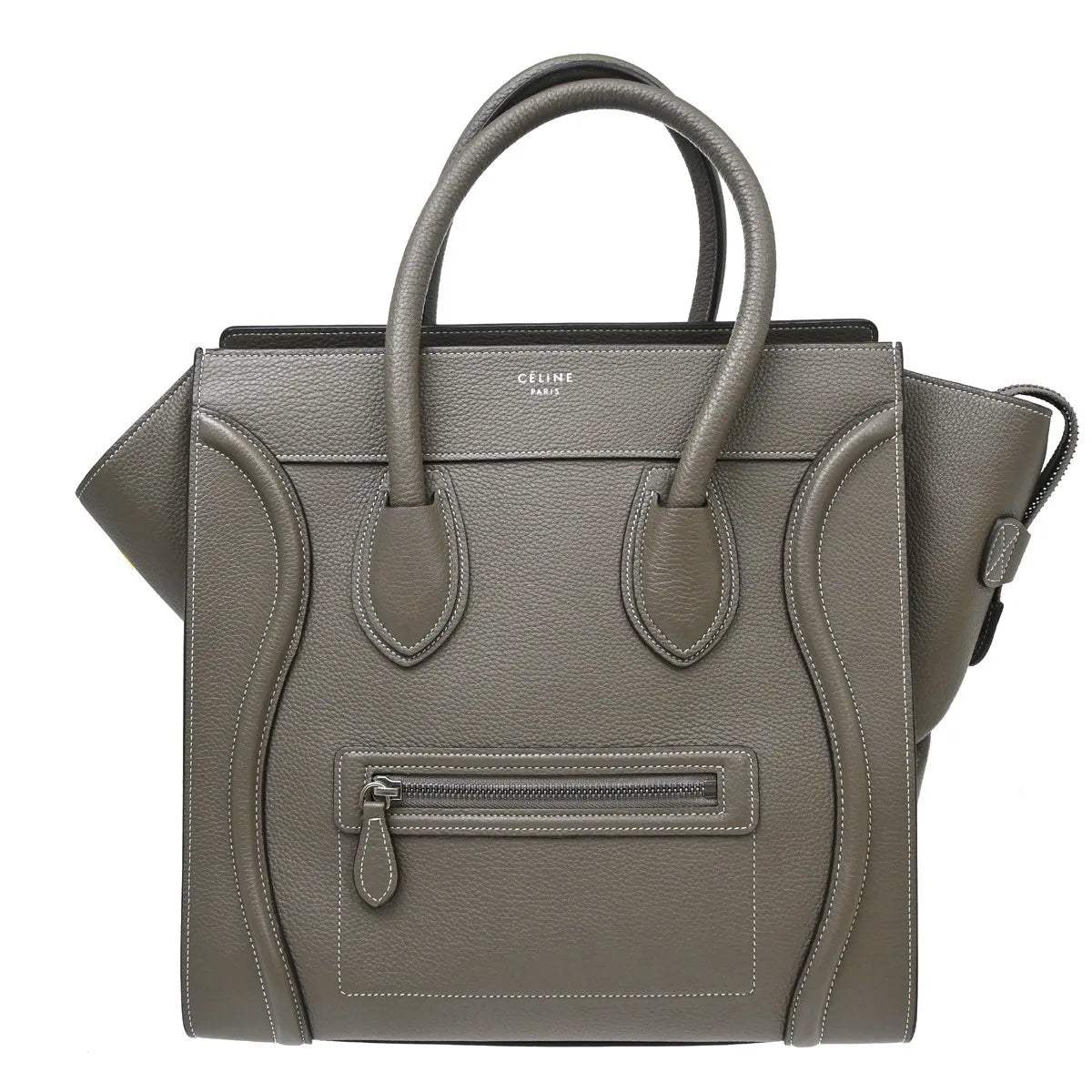 Celine Luggage Grainy Leather, Gray, Leather, Tote Bag