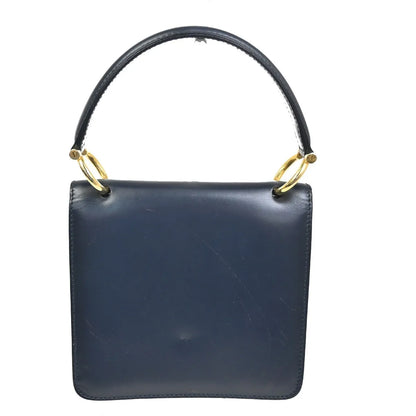 Celine Gancini Leather, Navy, Leather, Handbag
