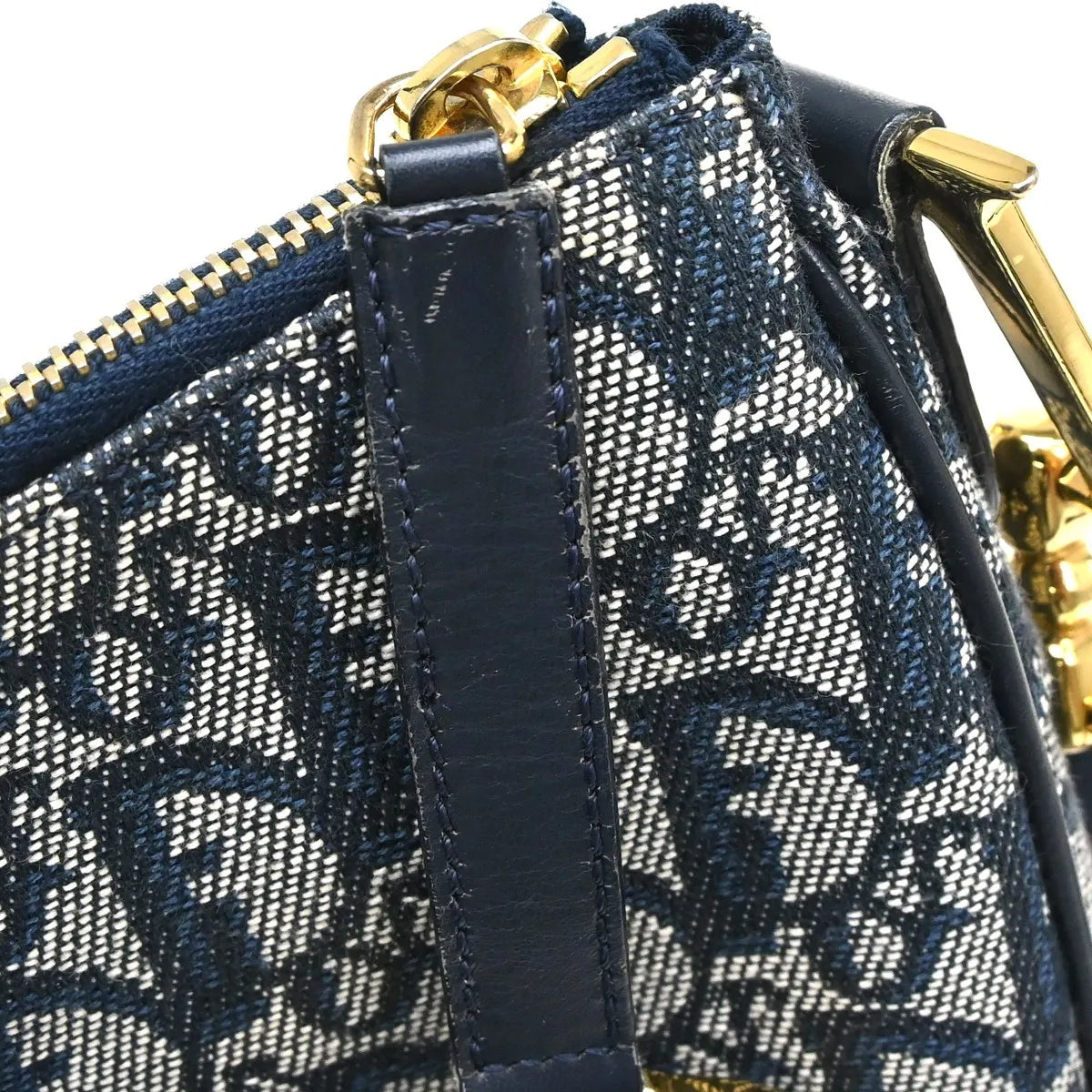 Christian Dior Vintage Trotteur Chain Canvas, Blue, Canvas, Shoulder Bag