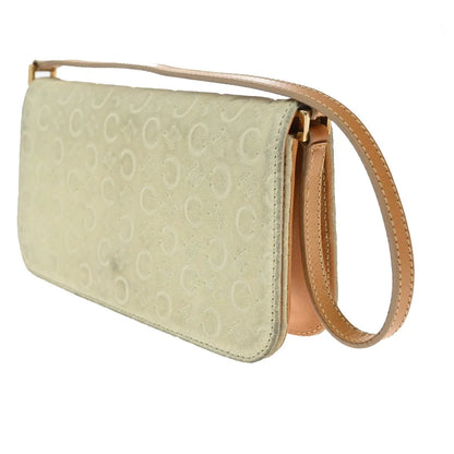 Celine C Macadam Shoulder Suede, Beige, Suede, Clutch