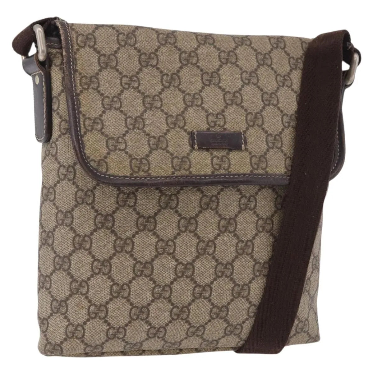 Gucci Flap Messenger GG Coated Canvas, Beige, Canvas, Shoulder Bag
