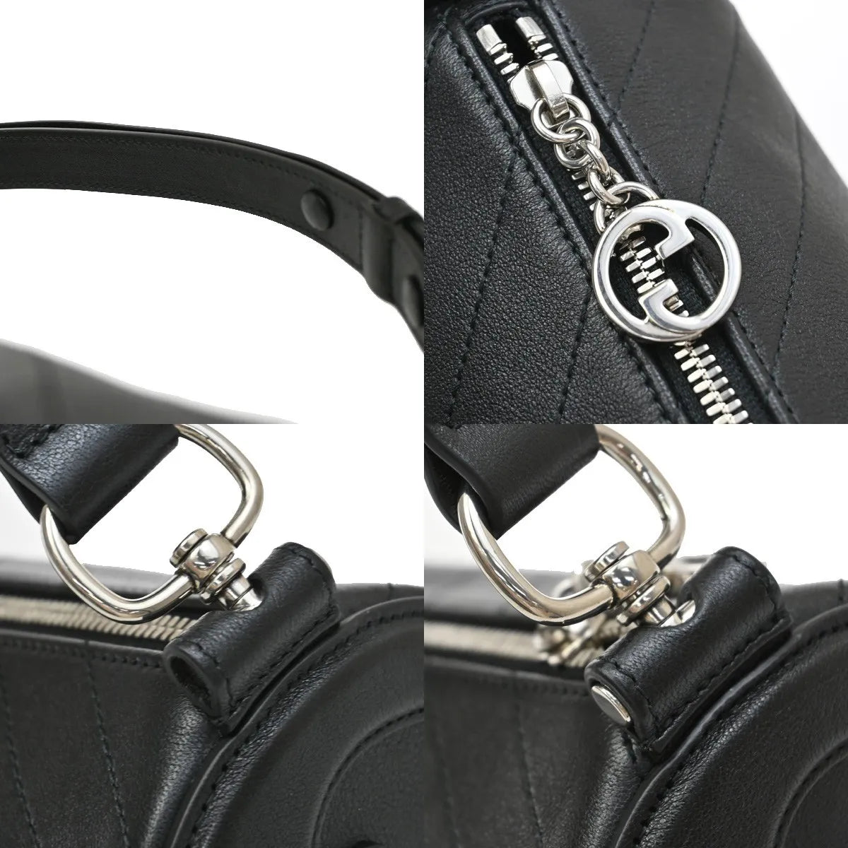 Gucci Blondie Interlocking GG Leather, Black, Leather, Handbag