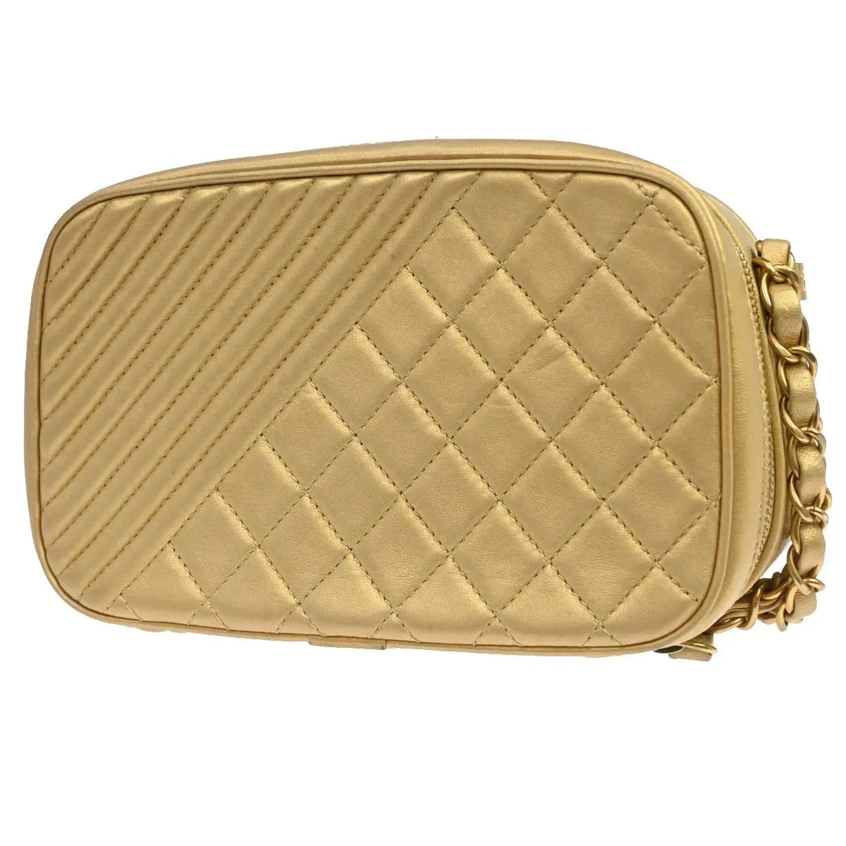 Chanel Coco Boy Camera Quilted Leather, Gold, Leather, Shoulder Bag