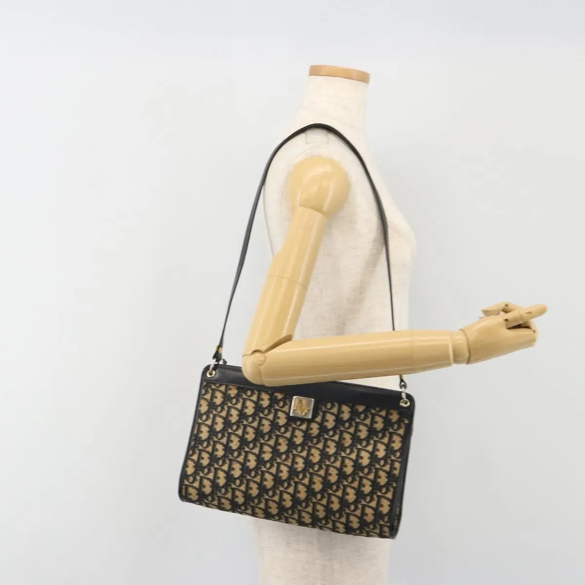 Christian Dior Vintage Trotter Canvas, Navy, Canvas, Shoulder Bag