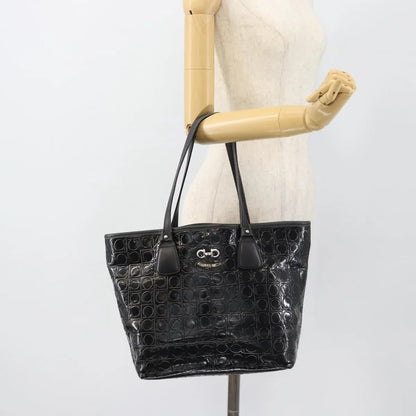 Salvatore Ferragamo Gancini Tote Patent leather, Black, Patent Leather, Tote Bag