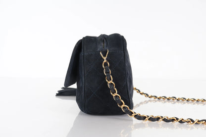 Chanel Vintage Camera Bag Suede, Black, Suede, Crossbody Bag