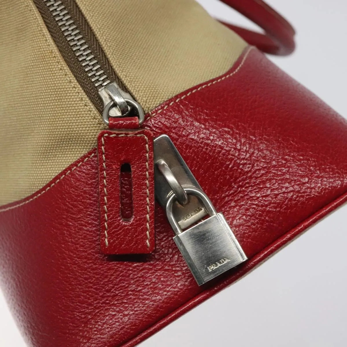 Prada Promenade Tote Canvas and Leather, Beige, Canvas, Shoulder Bag