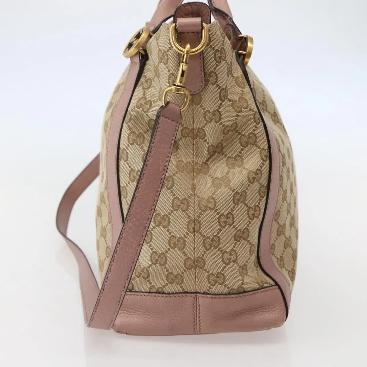 Gucci Vintage Interlocking G Canvas and Leather, Beige, Canvas, Handbag
