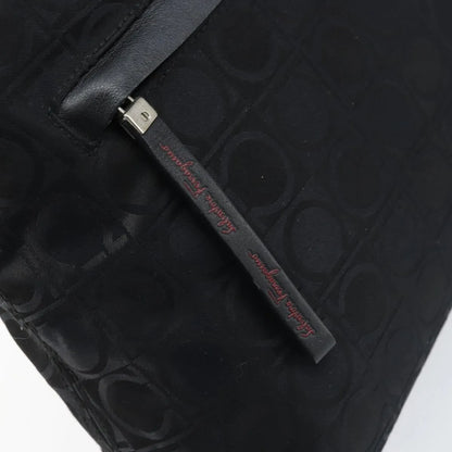 Salvatore Ferragamo Gancini Tote Gancini Canvas, Black, Nylon, Tote Bag