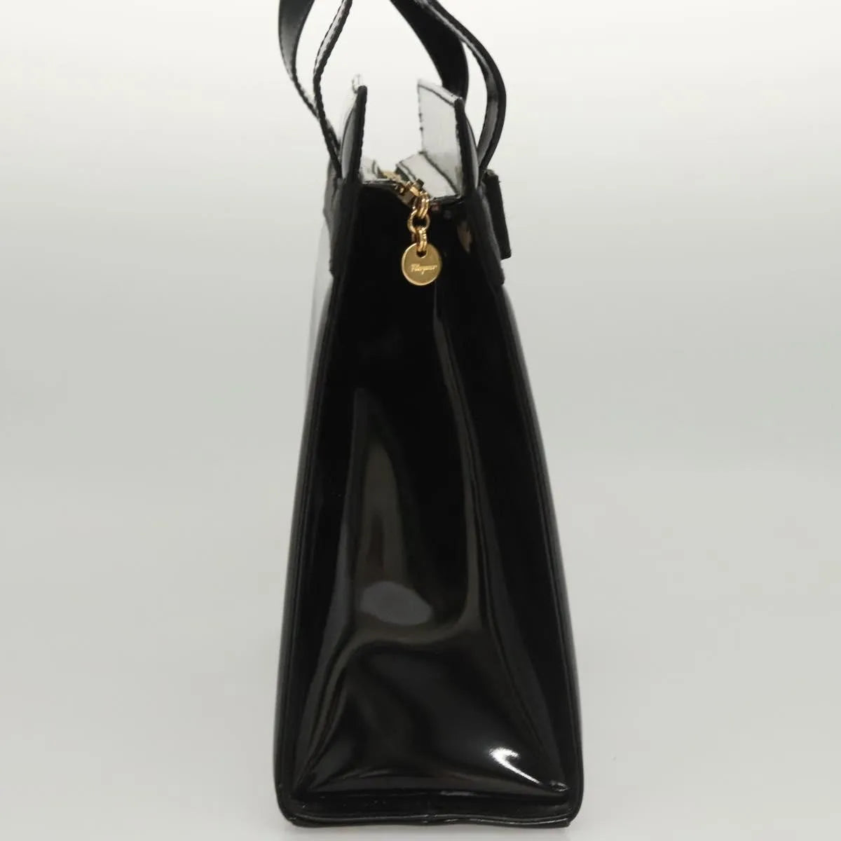 Salvatore Ferragamo Vala Patent Leather, Black, Patent Leather, Shoulder Bag
