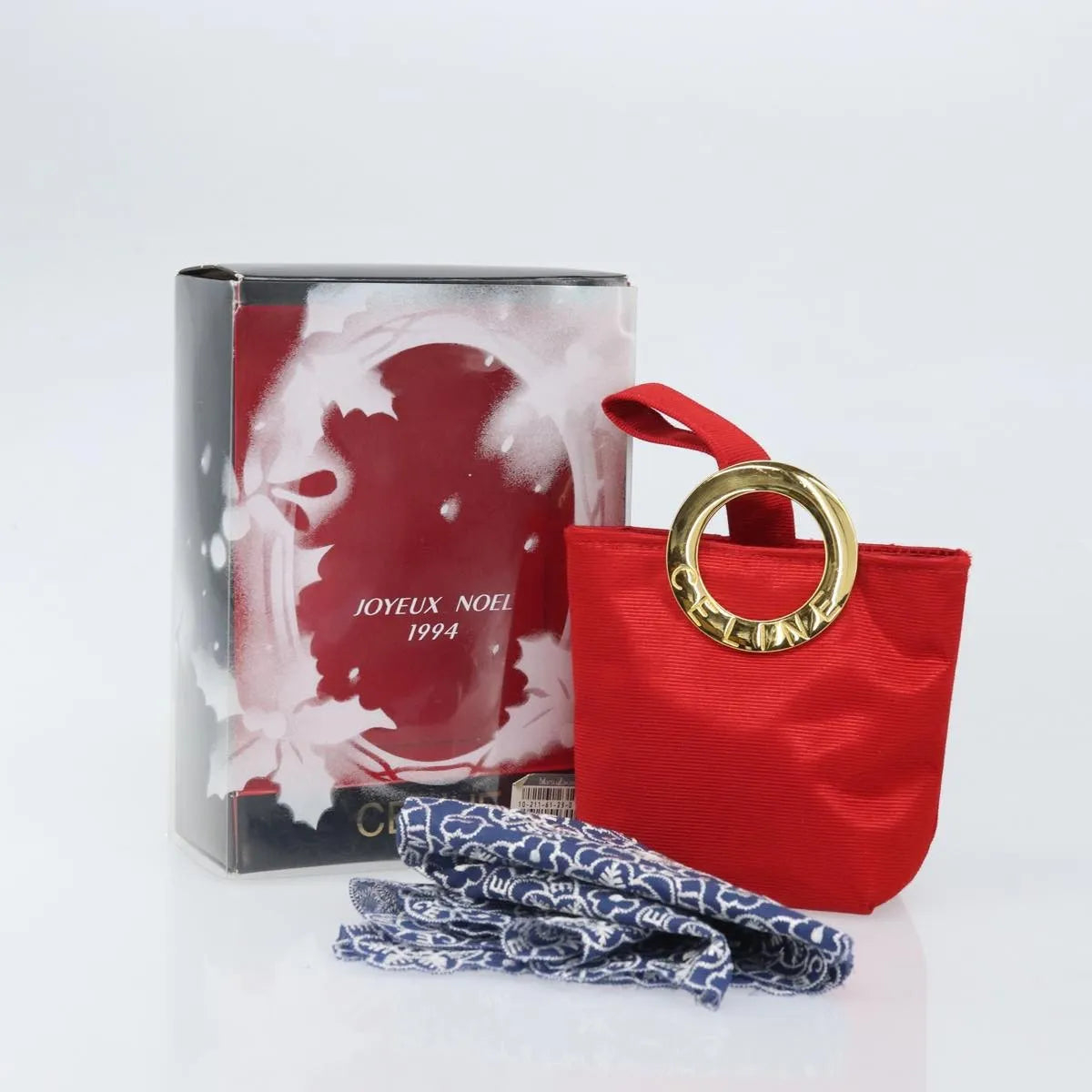 Celine Circle Logo Nylon, Red, Nylon, Clutch