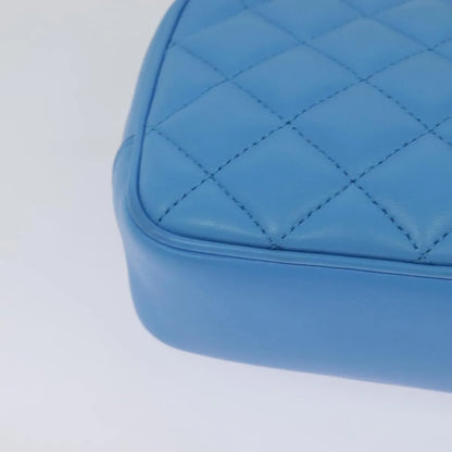 Versace Medusa Icon Front Slip Pocket Camera Quilted Leather, Blue, Leather, Shoulder Bag