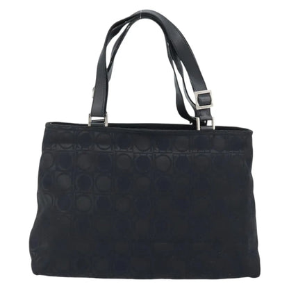 Salvatore Ferragamo Gancini Tote Gancini Canvas, Black, Nylon, Tote Bag