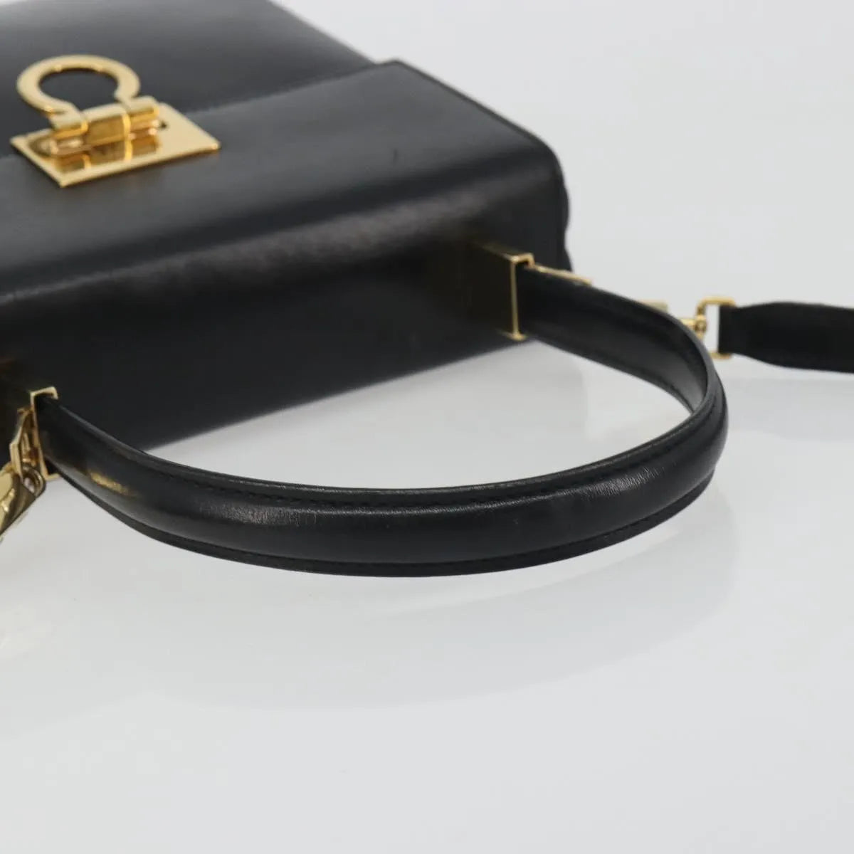 Salvatore Ferragamo Gancini Convertible Top Handle Leather, Black, Leather, Handbag