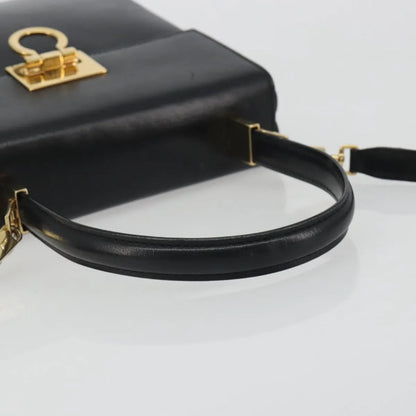 Salvatore Ferragamo Gancini Convertible Top Handle Leather, Black, Leather, Handbag