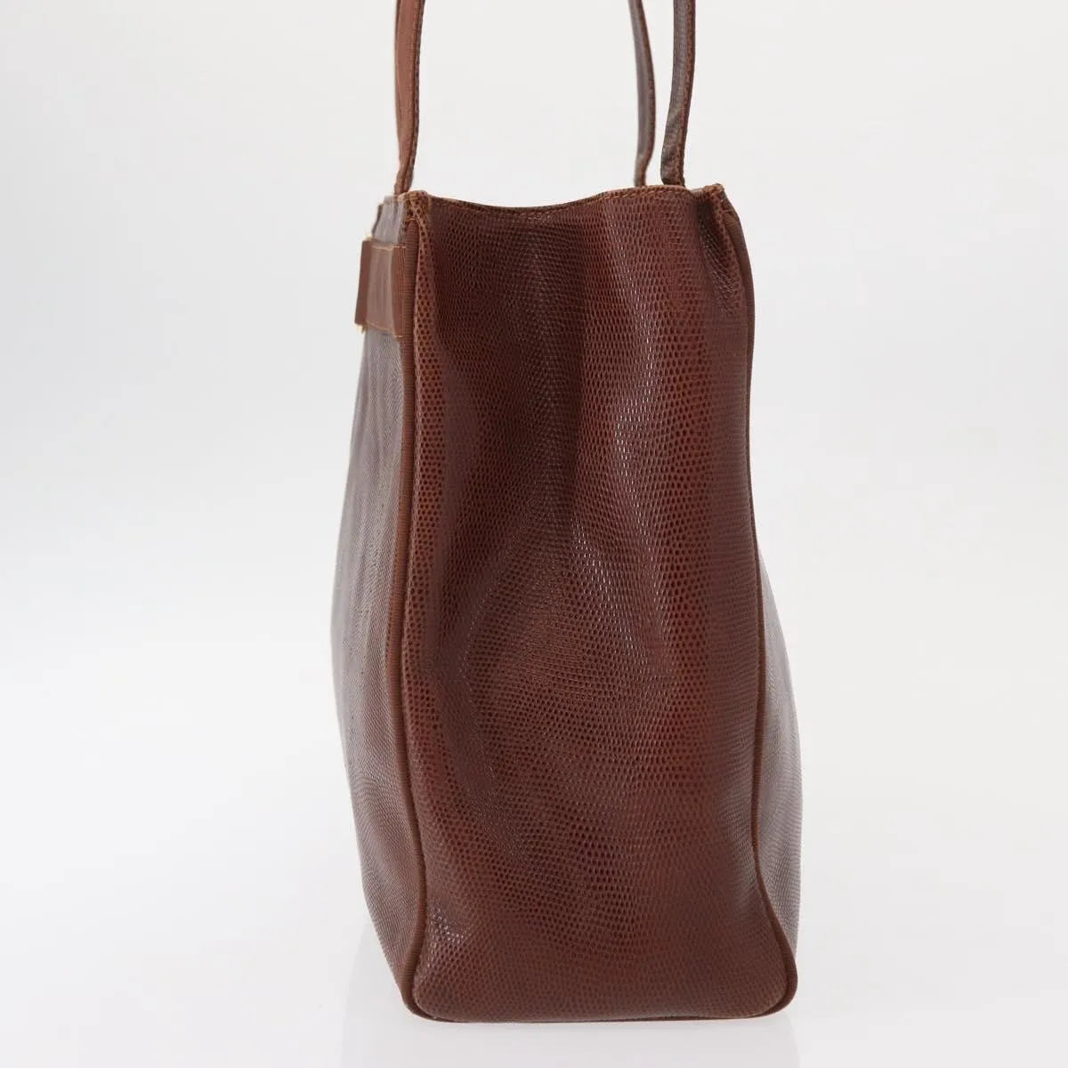 Salvatore Ferragamo Vintage Vara Bow Tote Lizard Embossed Leather, Brown, Leather, Tote Bag