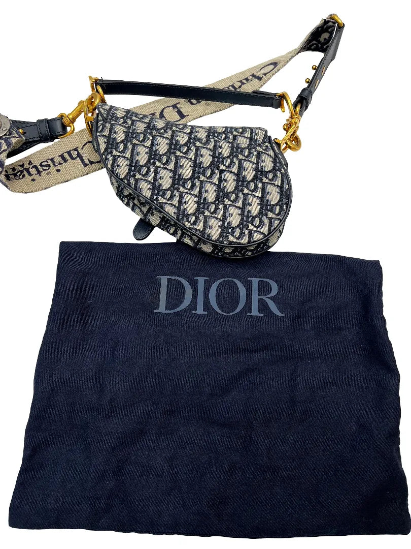 Christian Dior Dior Saddle Boxy Bag Plum Dior Oblique, Gray, Leather, Handbag