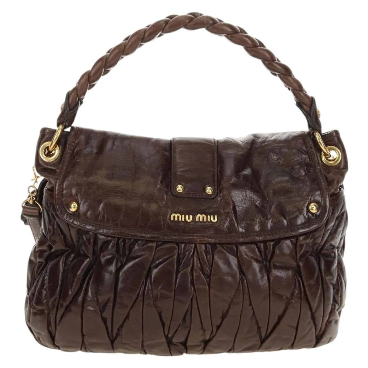 Miu Miu Coffer Convertible Hobo Matelasse Leather, Brown, Leather, Handbag