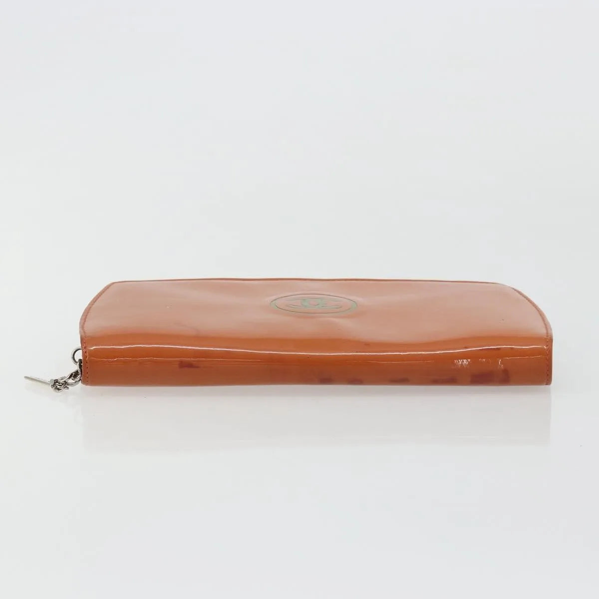 Chanel CC Logo Zip Around Patent, Orange, Patent Leather, Wallet