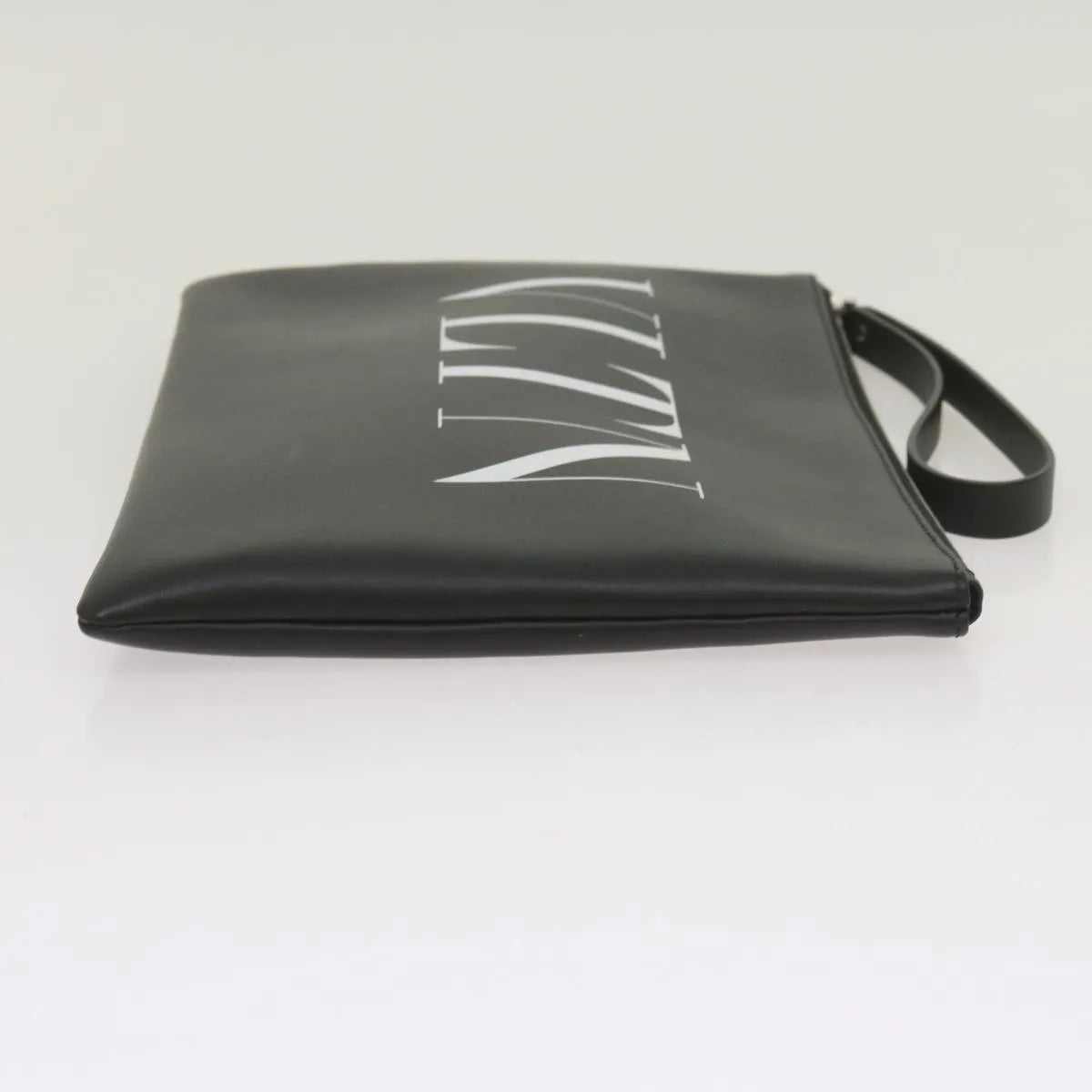 Valentino Garavani VLTN Wristlet Clutch Printed Leather, Black, Leather, Clutch