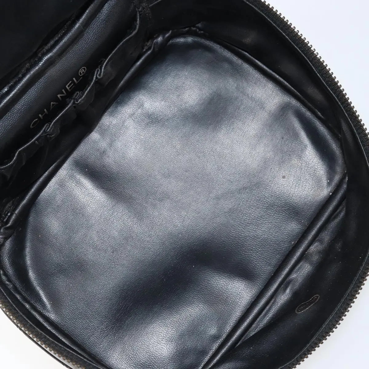 Chanel Vintage Cosmetic Case Lambskin, Black, Leather, Clutch