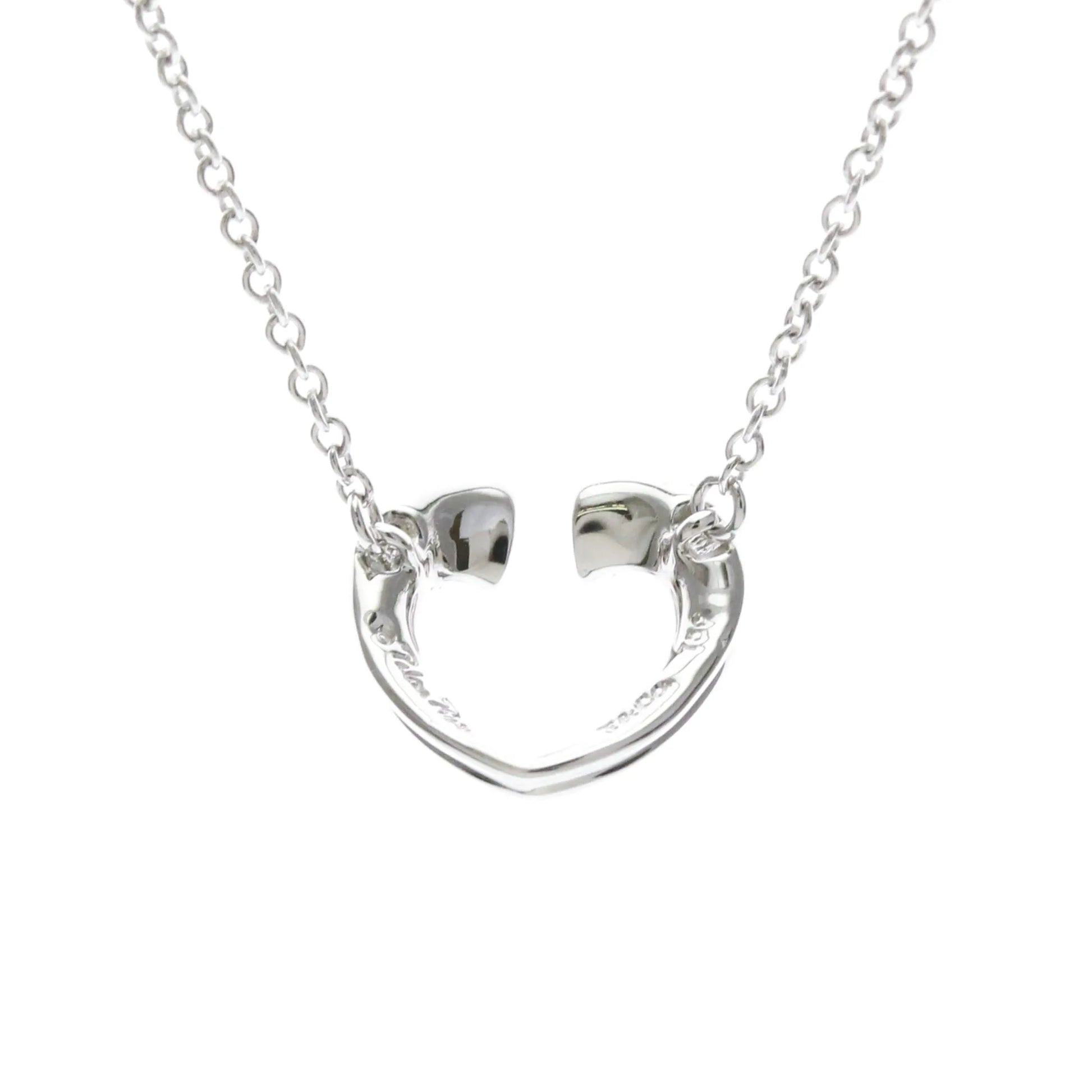 Tiffany & Co. Paloma Picasso Tenderness Heart Pendant 18K White Gold with Diamonds, Silver, White Gold, Necklace