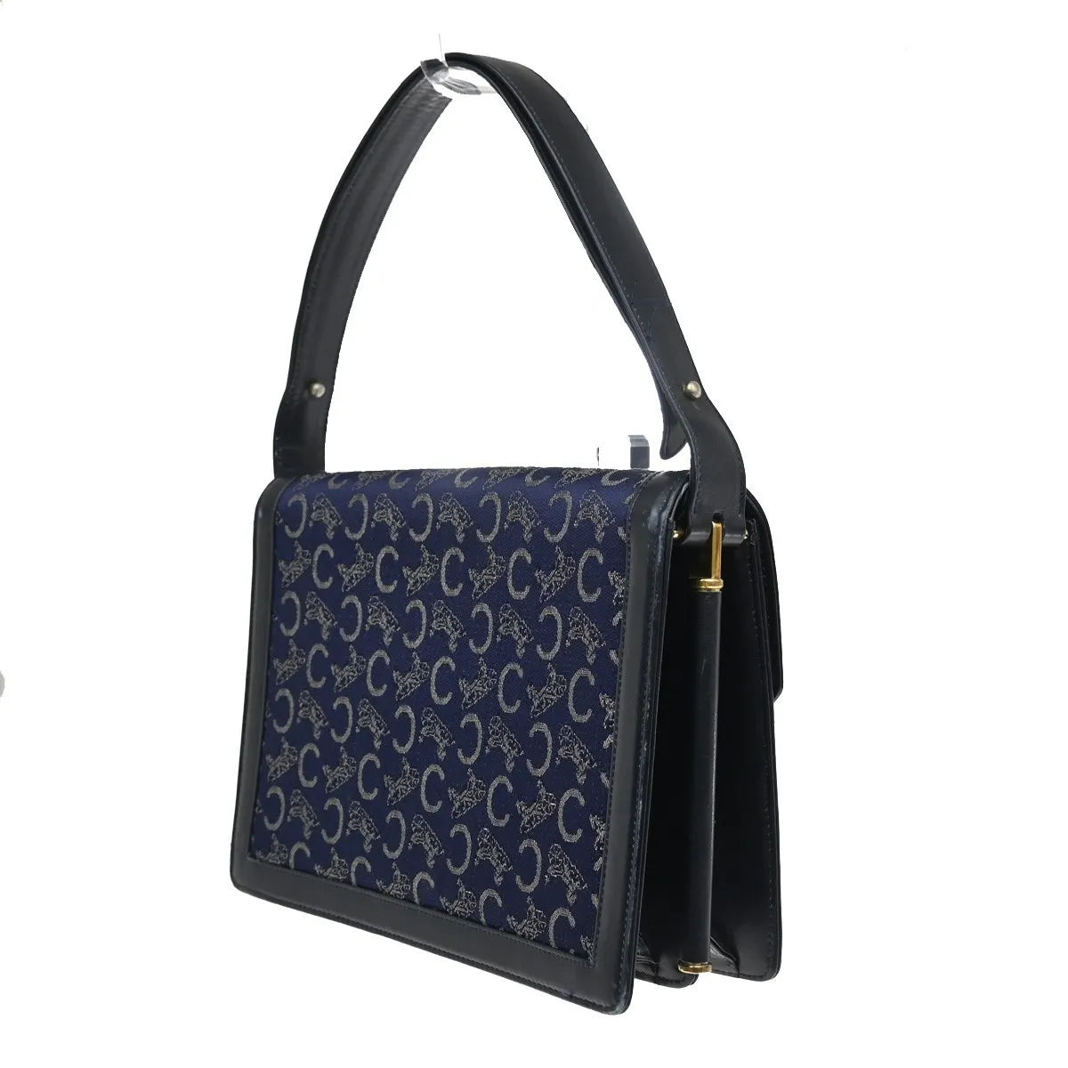 Celine Horse Carriage Canvas and Leather, Navy, Canvas, Shoulder Bag