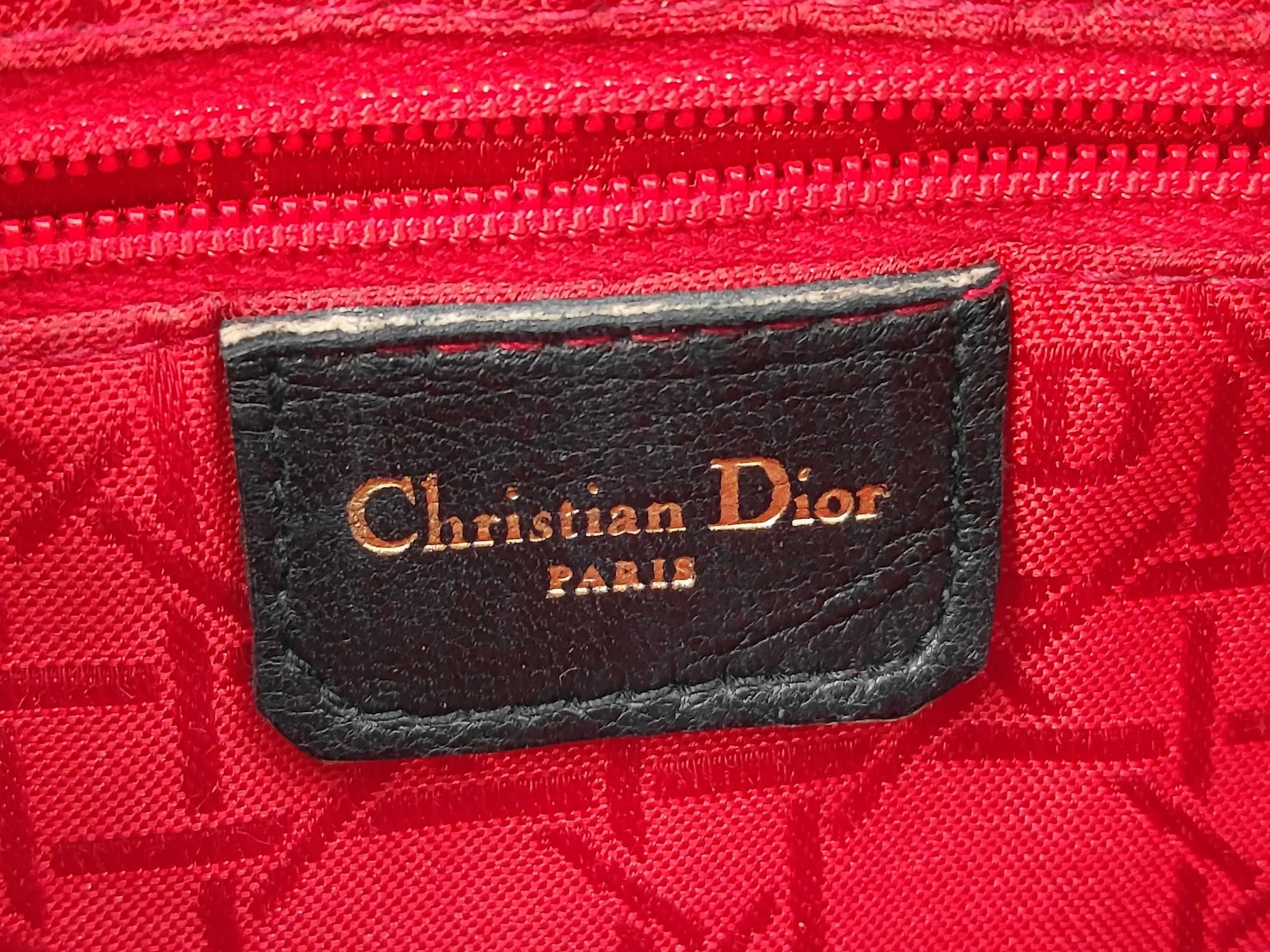Christian Dior Vintage Lady Dior Leather, Black, Leather, Handbag