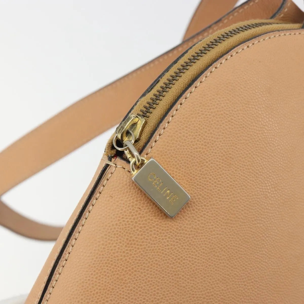 Celine Vintage Leather, Beige, Leather, Shoulder Bag