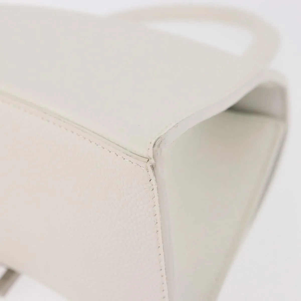 Balenciaga Hourglass Top Handle Leather, White, Leather, Handbag
