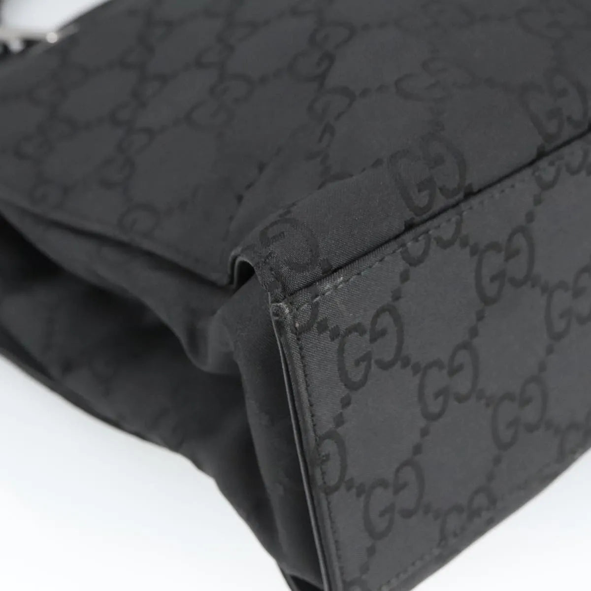 Gucci Vintage Bamboo Handle Tote GG Nylon, Black, Nylon, Tote Bag
