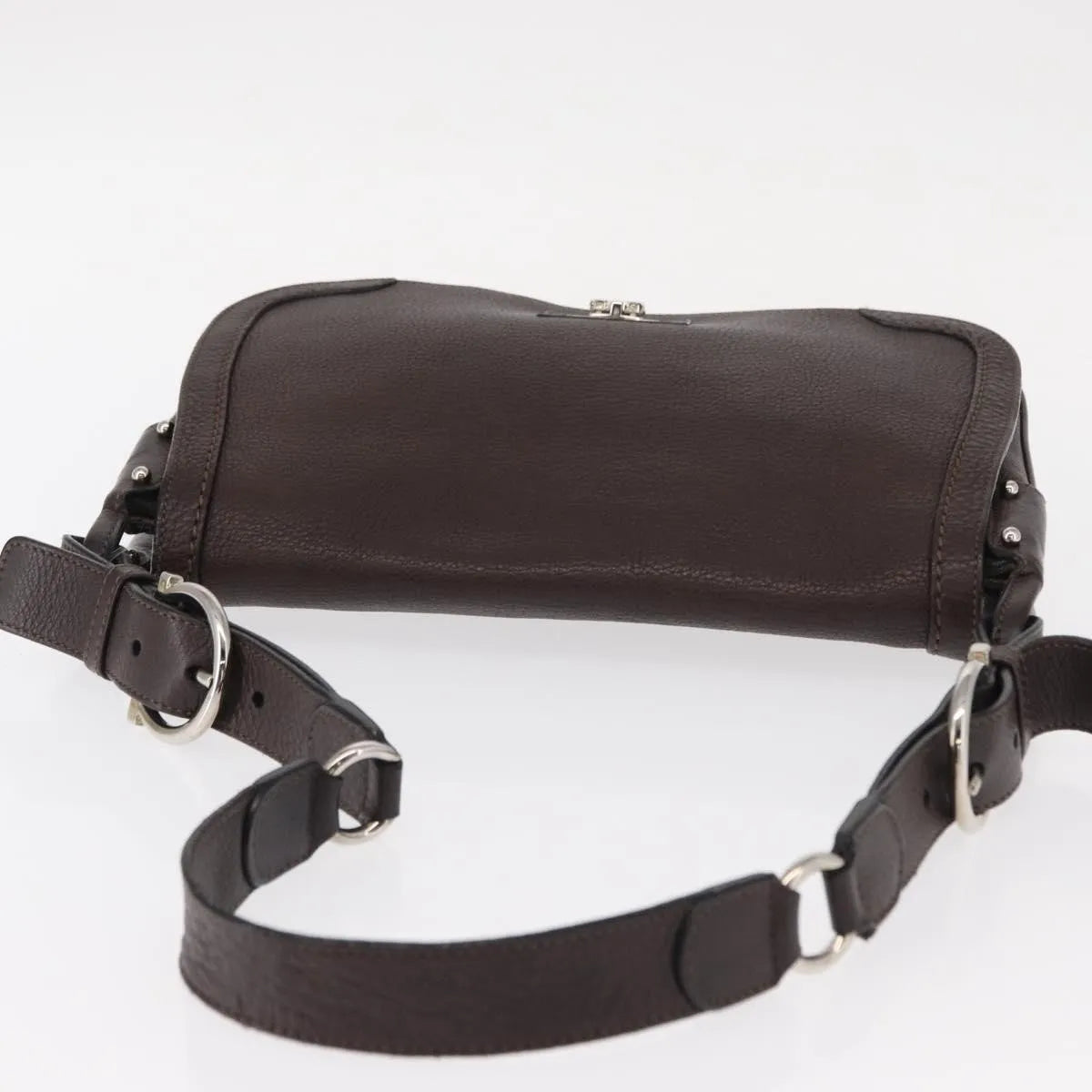 Salvatore Ferragamo Gancini Leather, Brown, Leather, Shoulder Bag