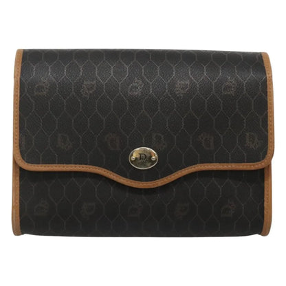 Christian Dior Vintage Honeycomb Flap Coated Canvas, Black, Canvas, Shoulder Bag