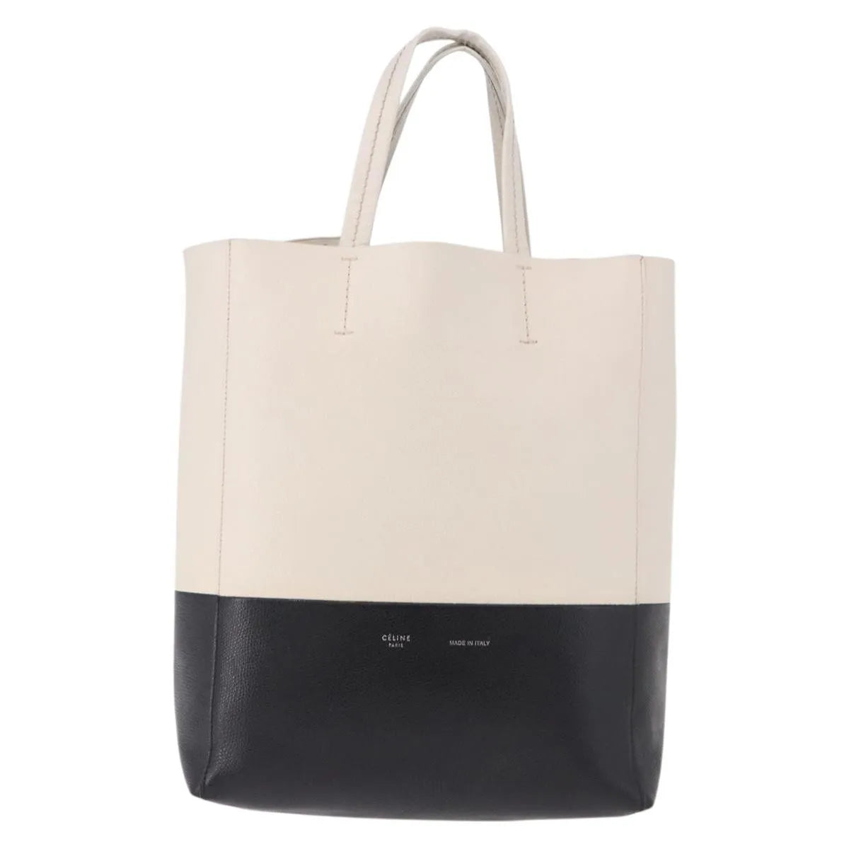 Celine Vertical Bi-Cabas Tote Leather, White, Leather, Tote Bag