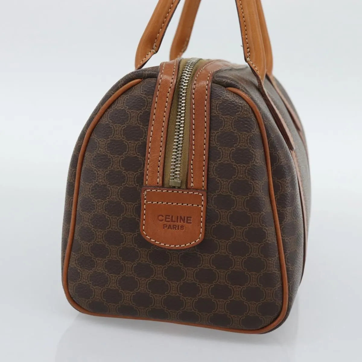 Celine boston Macadam Canvas, Brown, PVC, Travel Bag