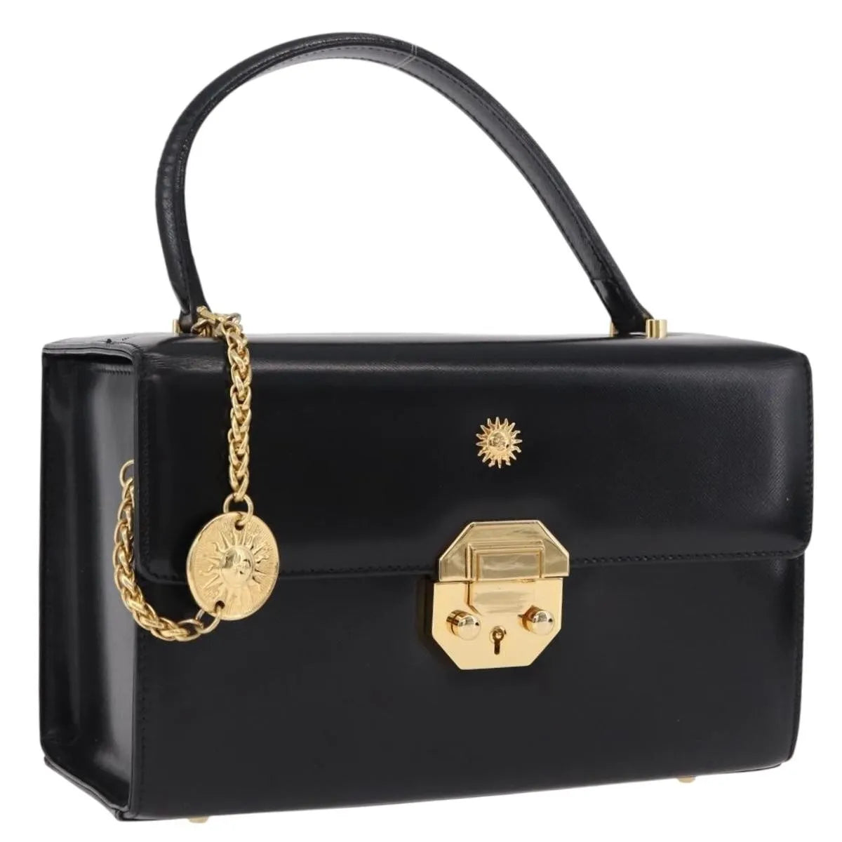 Versace Vintage Leather, Black, Leather, Handbag