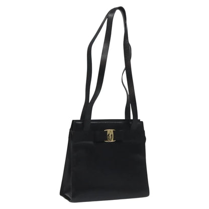 Salvatore Ferragamo Vala Leather, Black, Leather, Shoulder Bag
