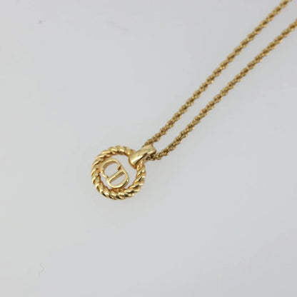 Christian Dior CD Round Pendant Metal, Gold, Metal, Necklace