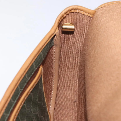 Christian Dior Vintage Honeycomb Flap Coated Canvas, Green, Canvas, Shoulder Bag