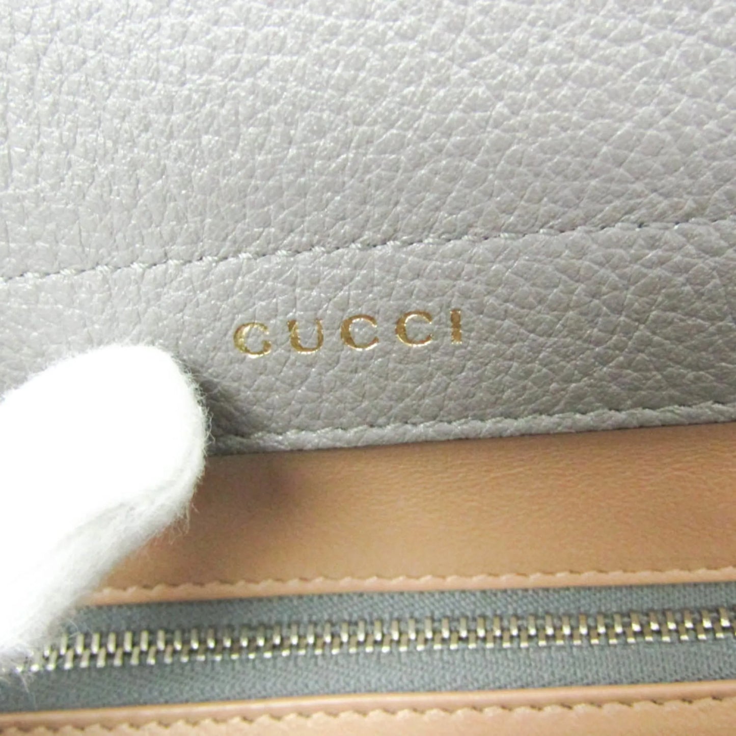 Gucci Zumi Top Handle Leather, Gray, Leather, Handbag