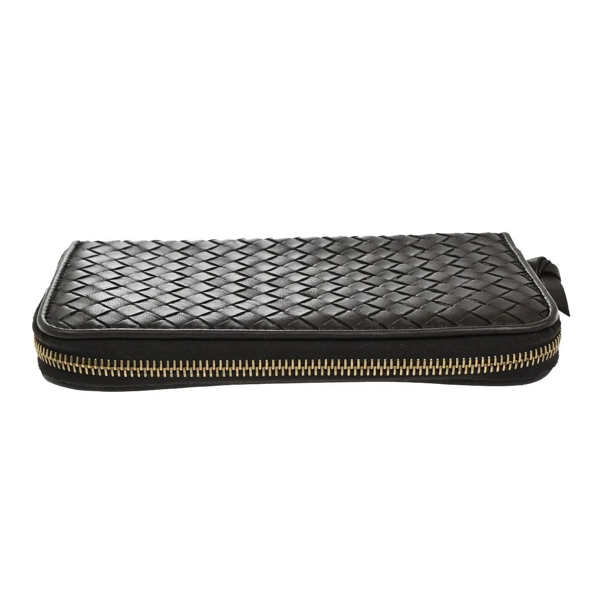 Bottega Veneta Intrecciato Long Zip Leather, Brown, Leather, Wallet